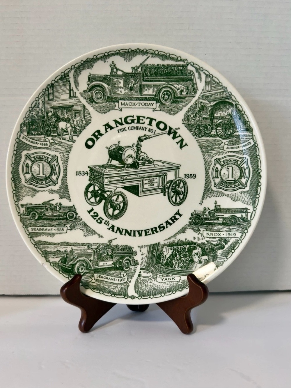 Vintage 1959 Orangetown Fire Co No 1 Nyack NY 125th Anniversary Collector Plate